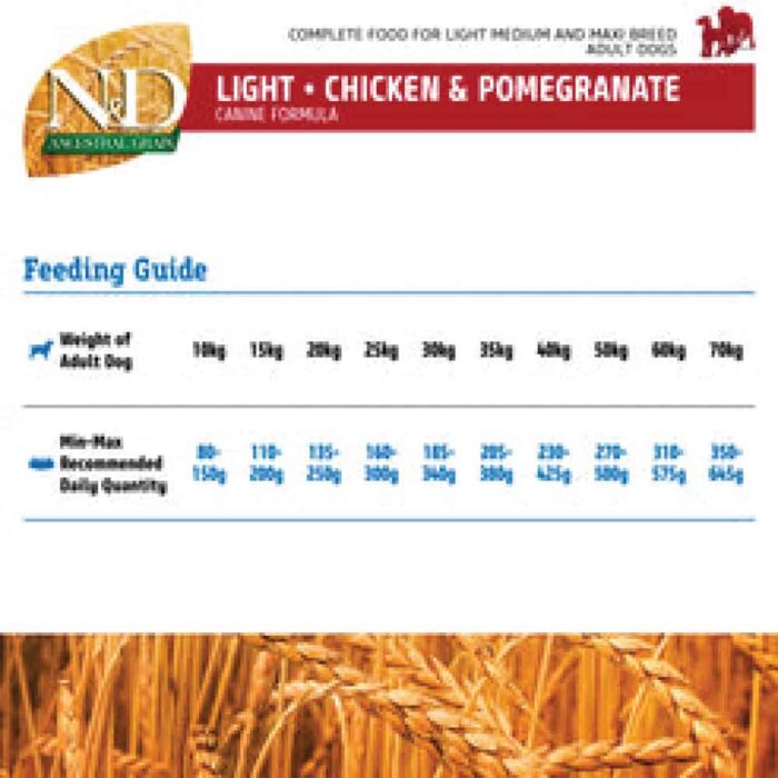 Farmina N&D Ancestral Light Grain Medium & Maxi Breed Adult Dry Dog Food - Chicken & Pomegranate - 2.5 kg