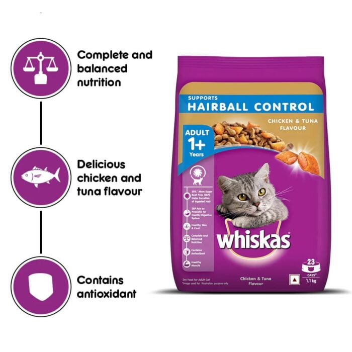 Whiskas Chicken & Tuna Hairball Control Adult Cat Dry Food